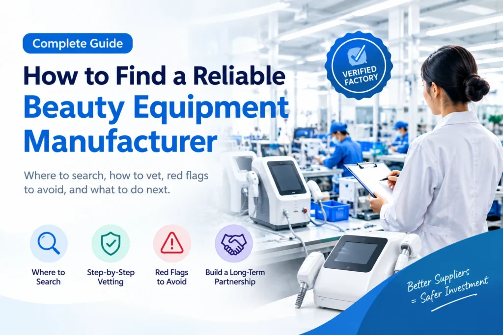 Buyer inspecting a beauty equipment factory before placing an order